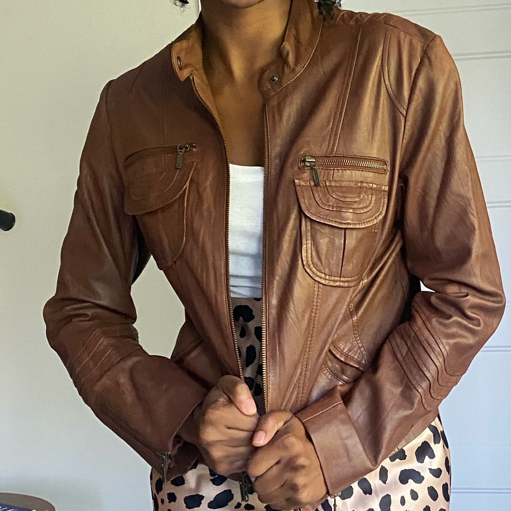 Brown faux leather jacket